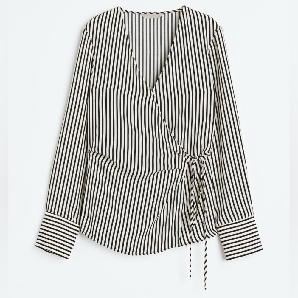 NWOT H&M Striped Wrap Blouse - Size XXL